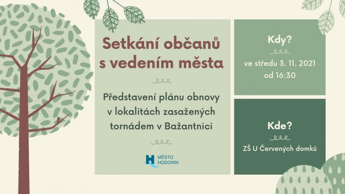 Pozvánka na setkání vedení města s občany k obnově Bažantnice